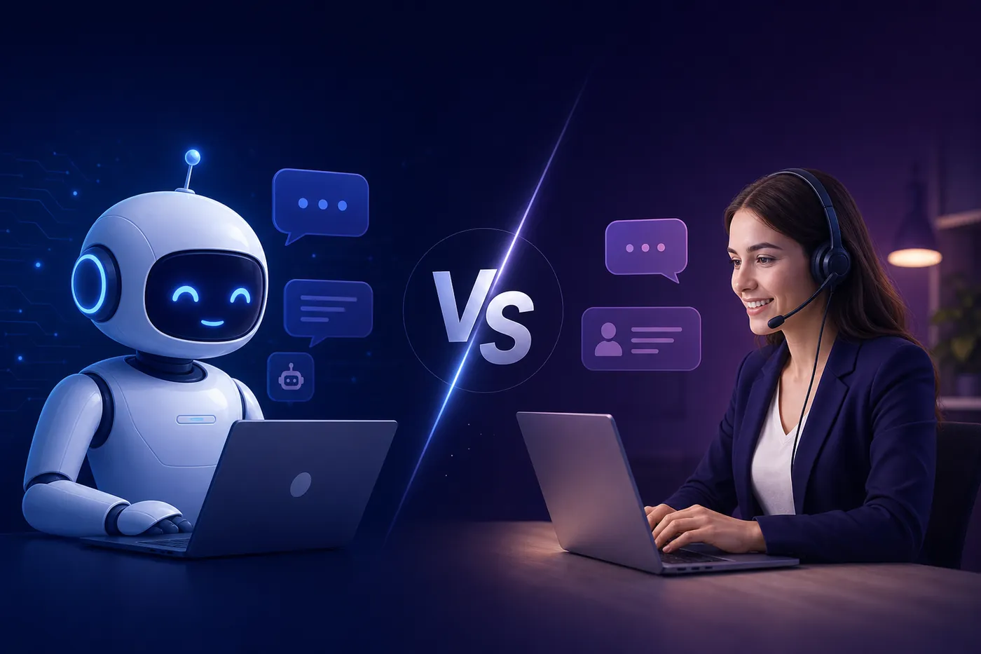 AI chatbot versus live chat comparison