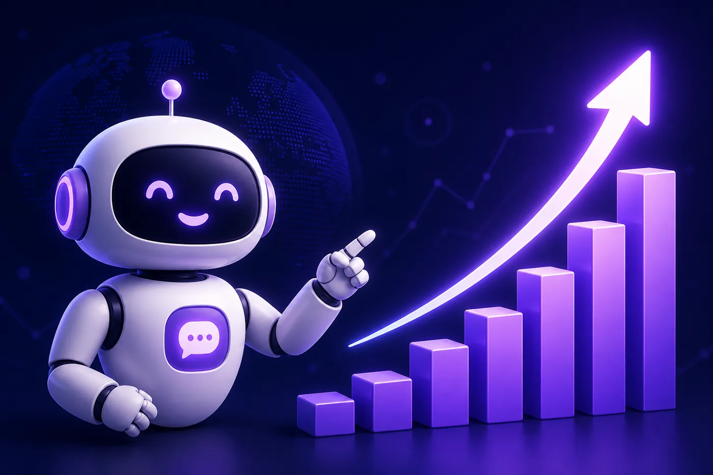 AI chatbot helping business growth illustration
