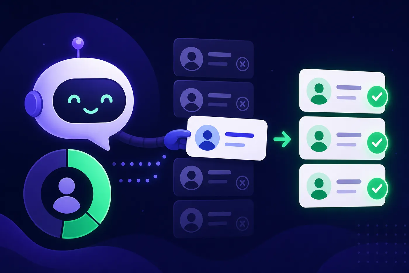 Chatbot qualifying leads process illustration